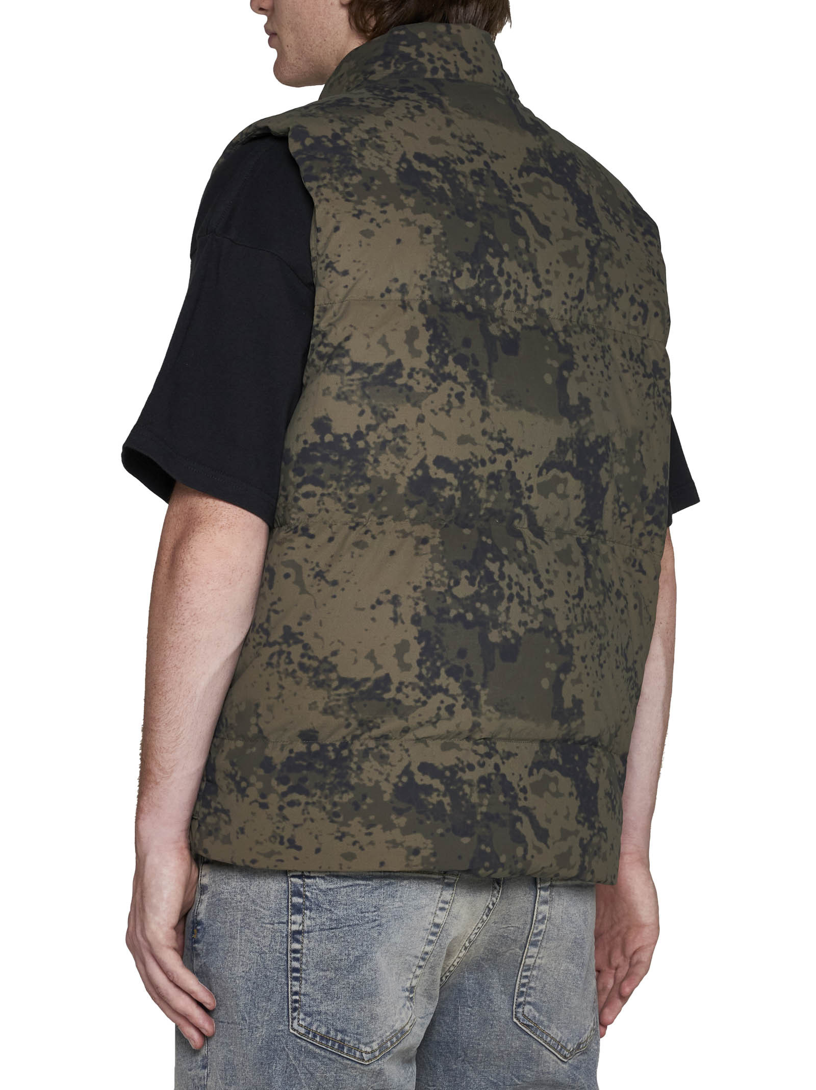 Represent Camouflage Print Nylon Puffer Vest In Black