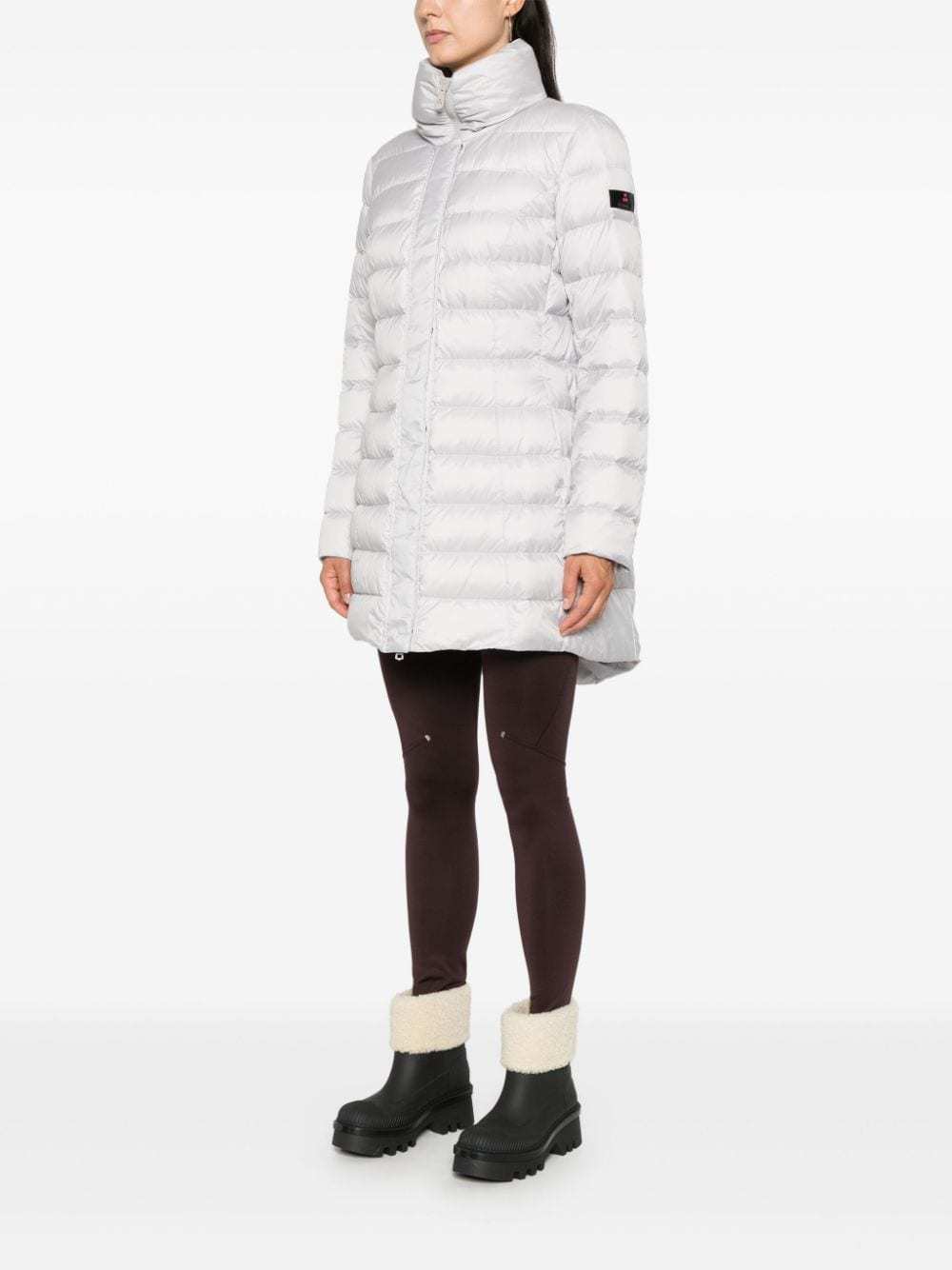 Peuterey Nylon Midi Down Jacket In Gray