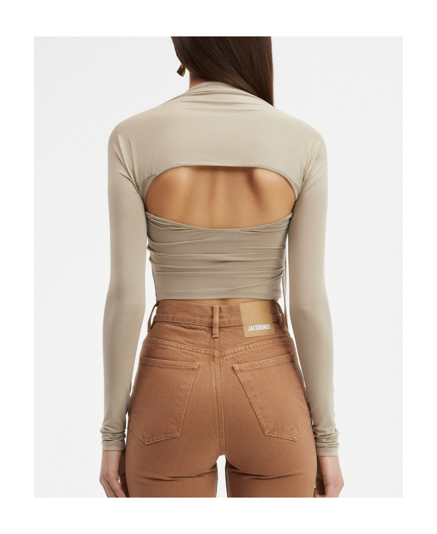 Jacquemus Cropped Oberteil Aus Stretch-jersey Aus Einer Cupromischung In Nude