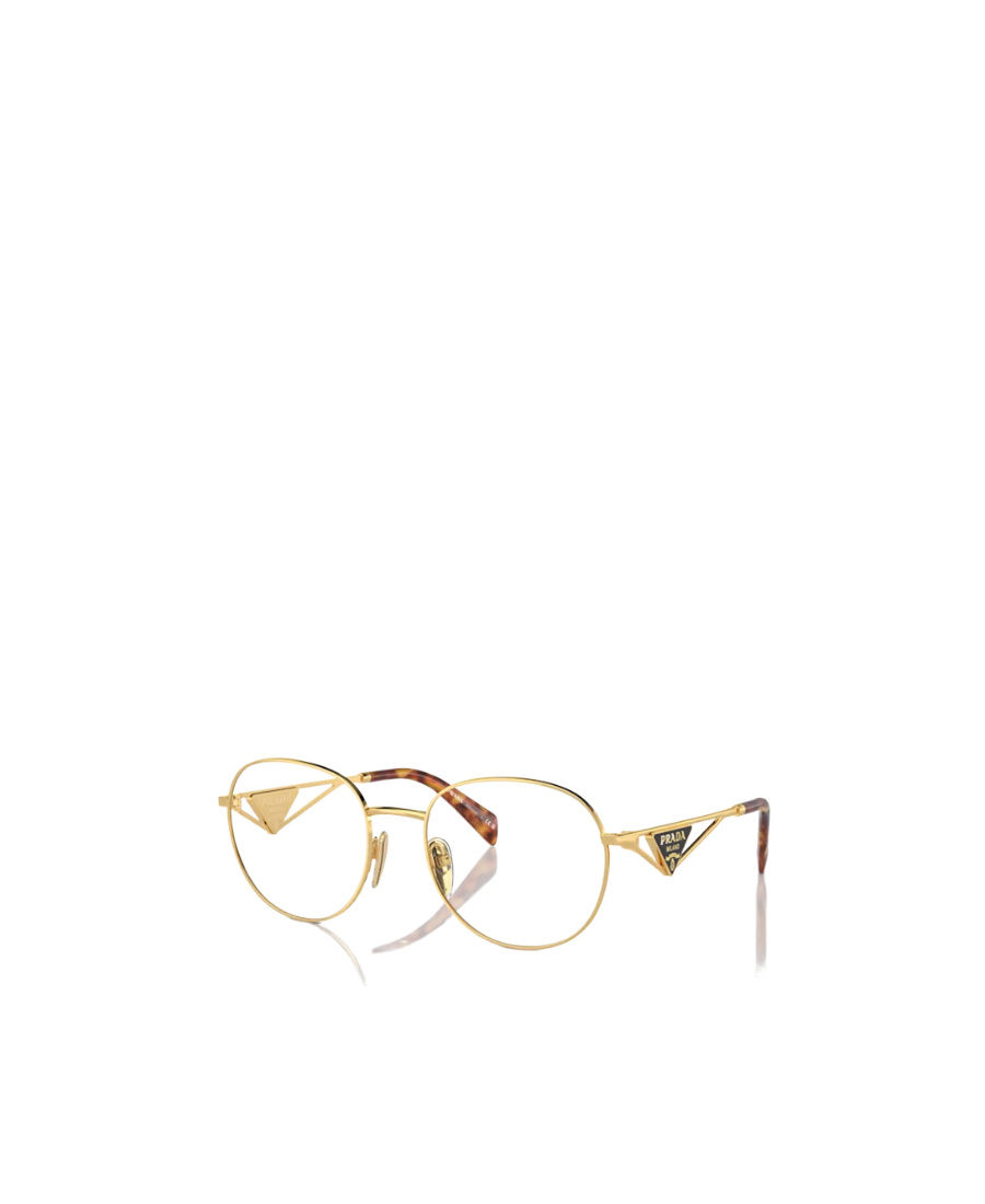 Prada Womens Gold Pr A50v Round-frame Metal Optical Glasses In Yellow