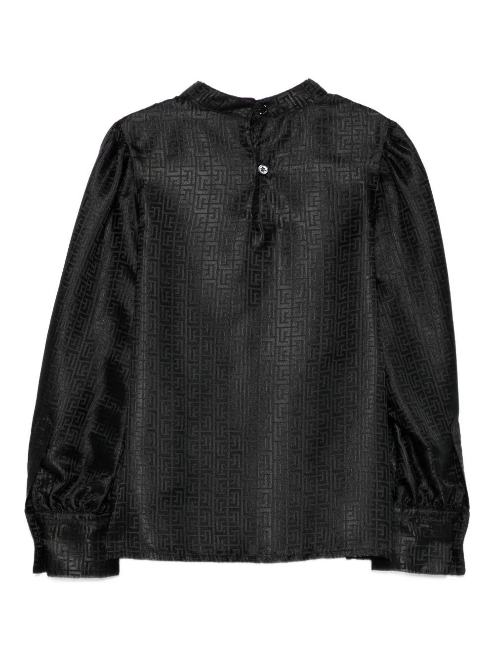 Balmain Geometric-pattern Puff-sleeve Blouse In Black