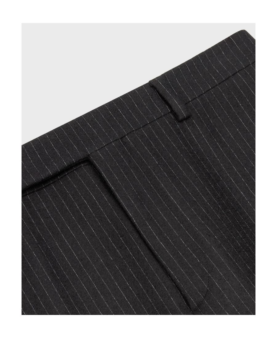 Celine Pantalon In Striped Wool Flannel In Black