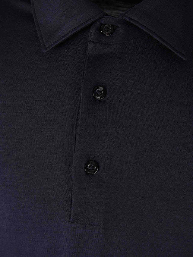 Herno Resort Polo Shirt In Soft Wool Knit In Blue