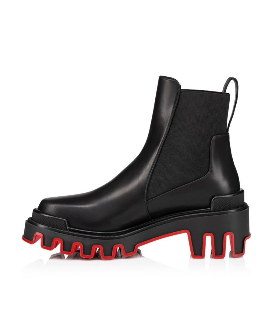 Christian Louboutin Marchacroche Black Leather Ankle Boots In Black