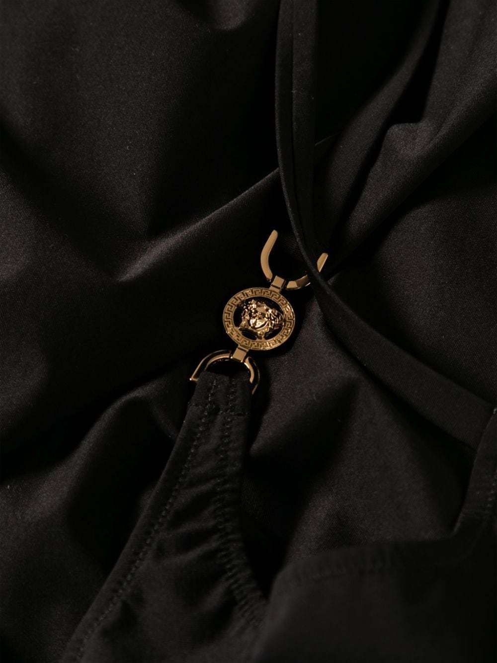 Versace Medusa-plaque Wrap Dress In Black