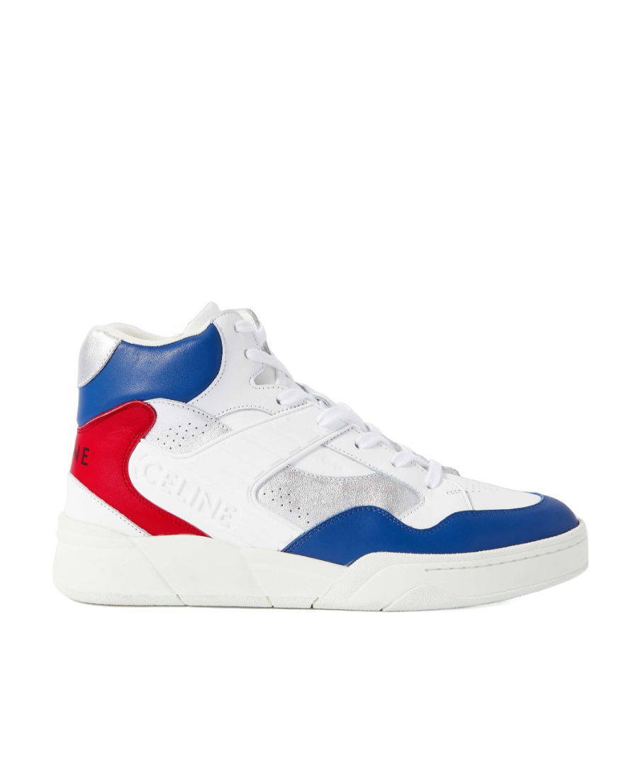 Celine White Leather Athletic Sneakers In White