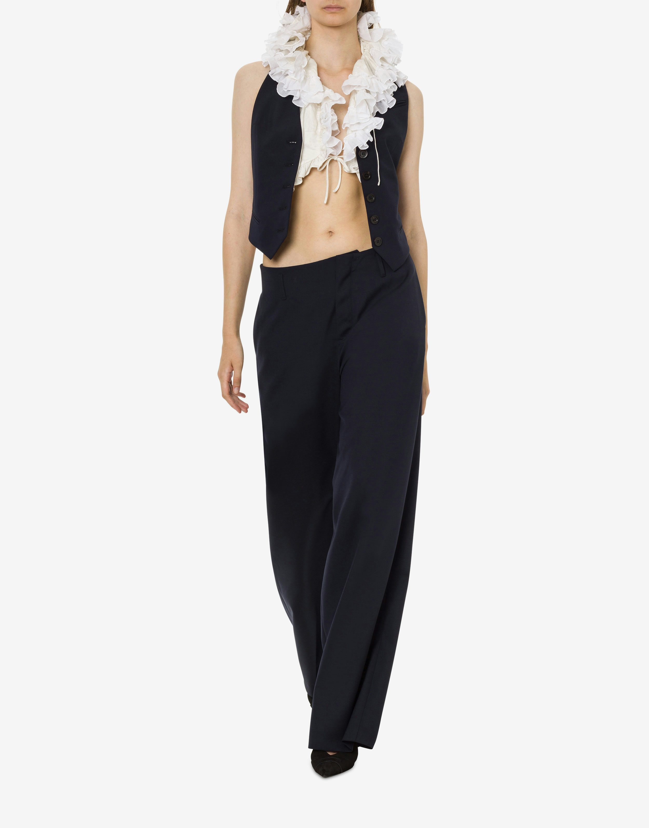 Shop Philosophy Di Lorenzo Serafini Belt Ring Wool Casual Pants In Black