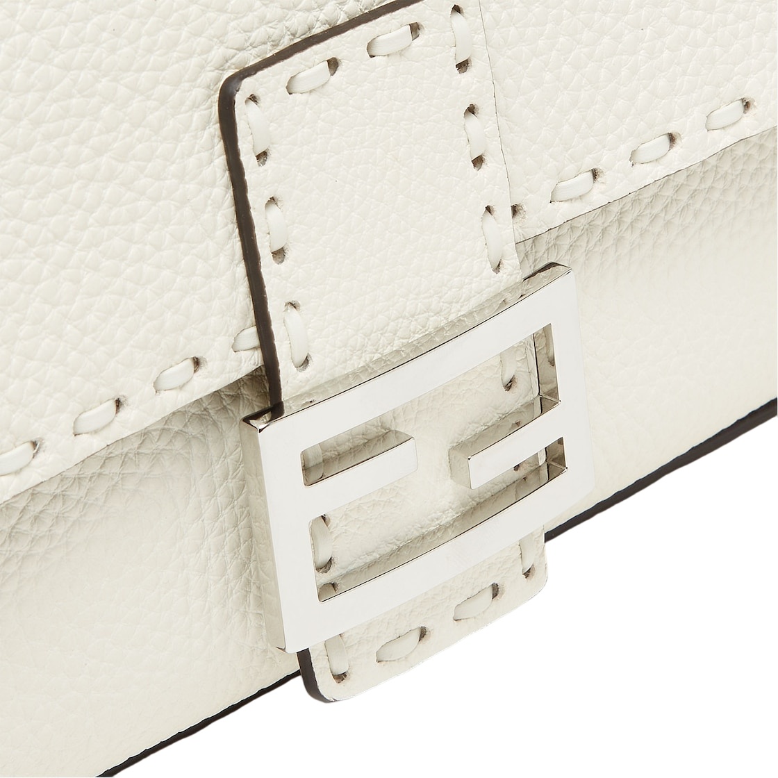 Shop Fendi Ice White Selleria Bag With 612 Hand-sewn Topstitches