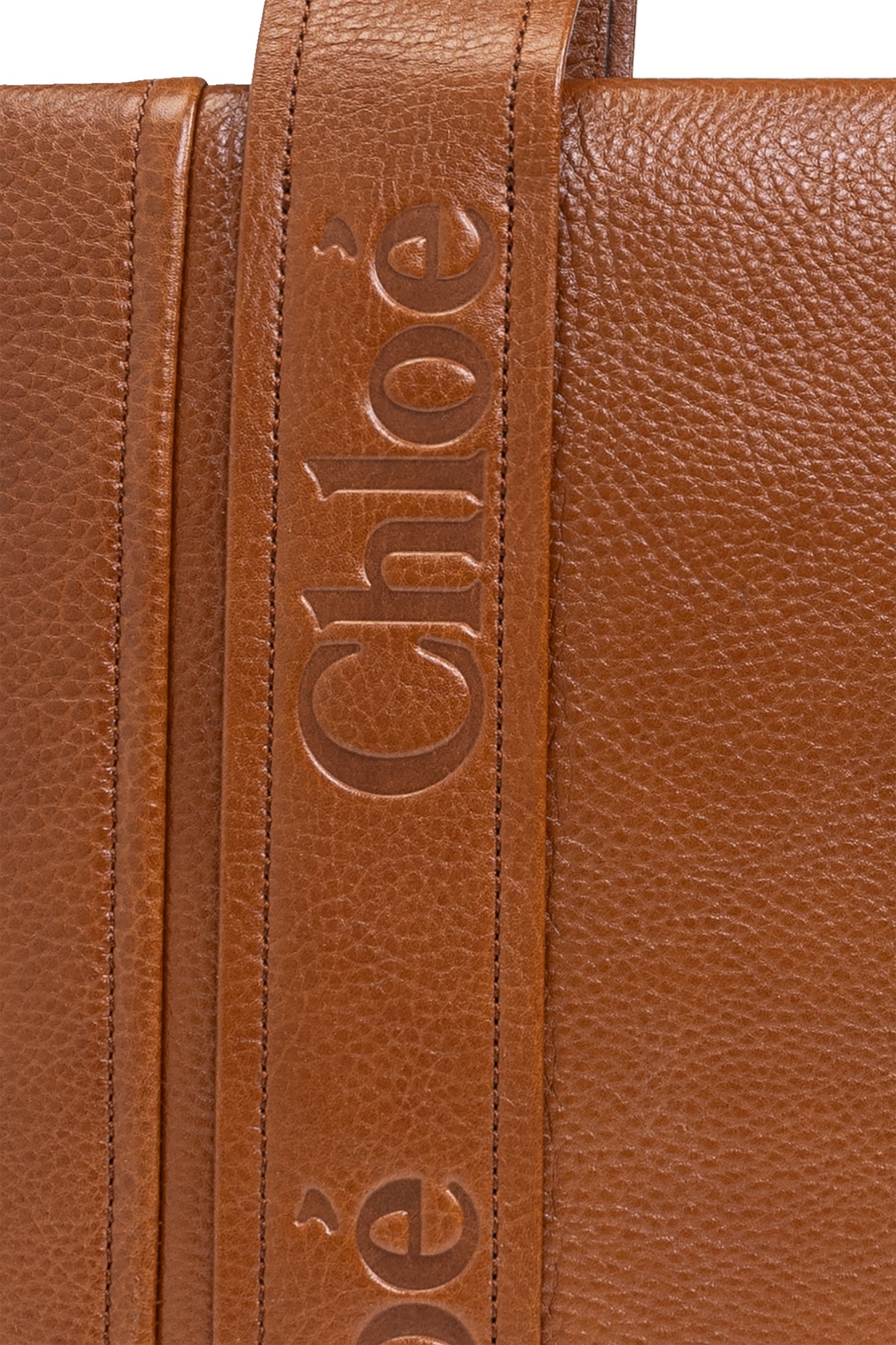 Chloé Woody Large Leather Tote In Brown