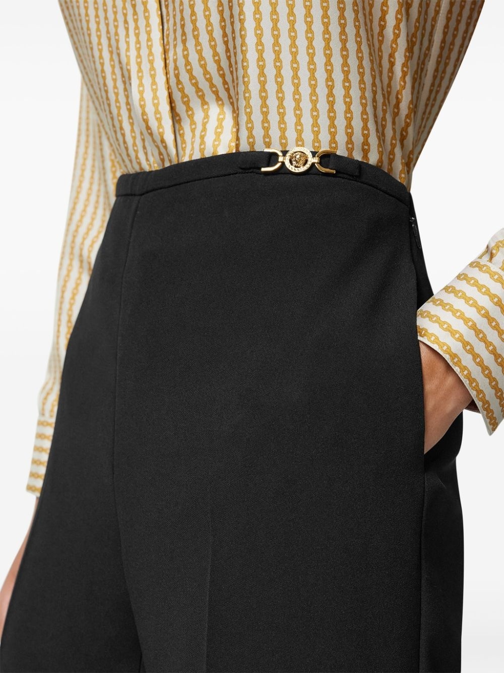 Versace Tailored Wide-leg Pants Front Pleats In Black