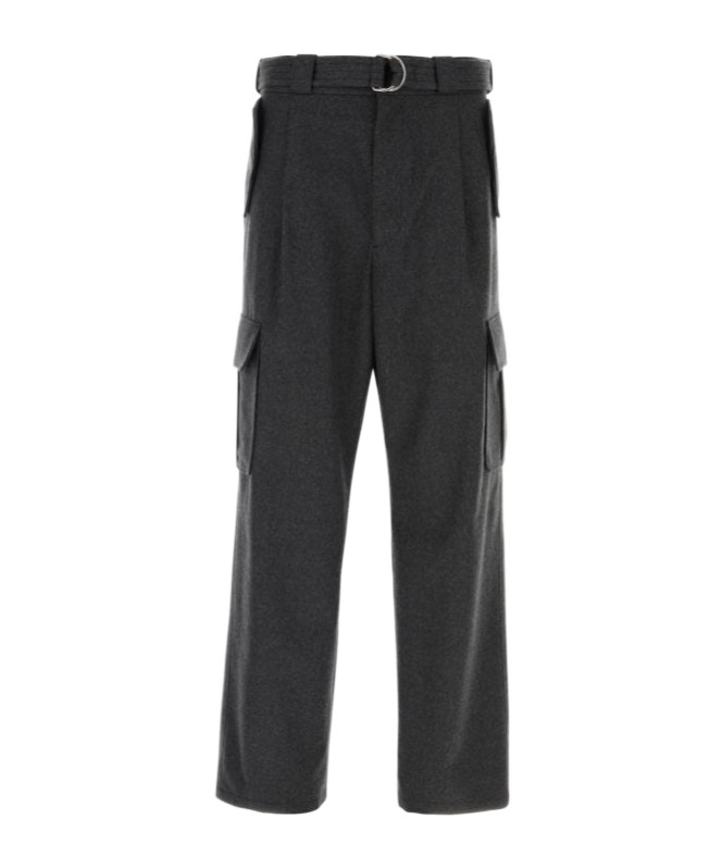 Prada Straight Leg Wool Cargo Pant In Gray