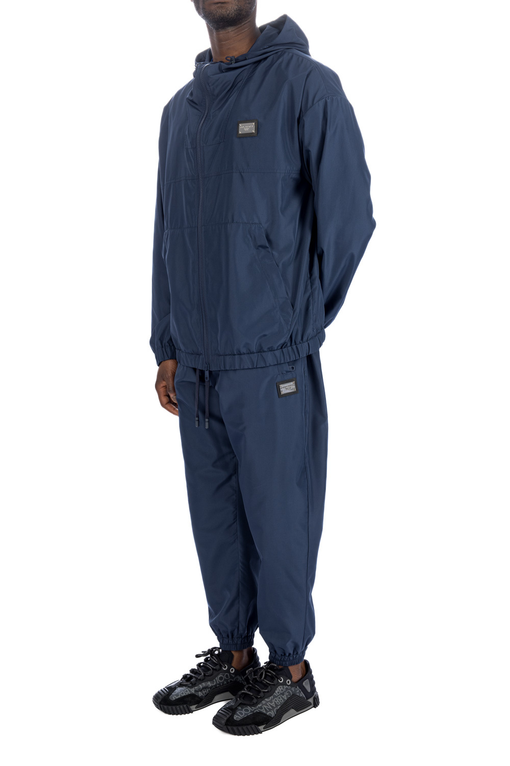 Dolce & Gabbana Logo-plaque Drawstring Track Pants In Blue