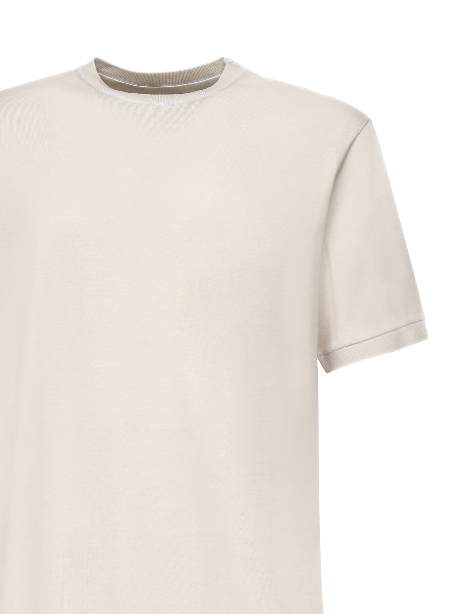 Eleventy Mens Sand And Lt. Gray Double-layered Crewneck Cotton T-shirt Xxl In Neutral