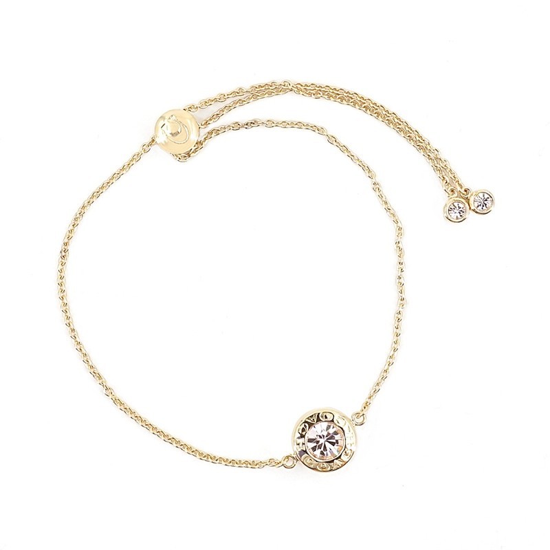 Shop Coach Logo Detail Bracelet In Yellow