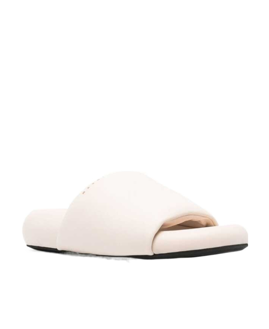 Marni Padded Leather Slides In White