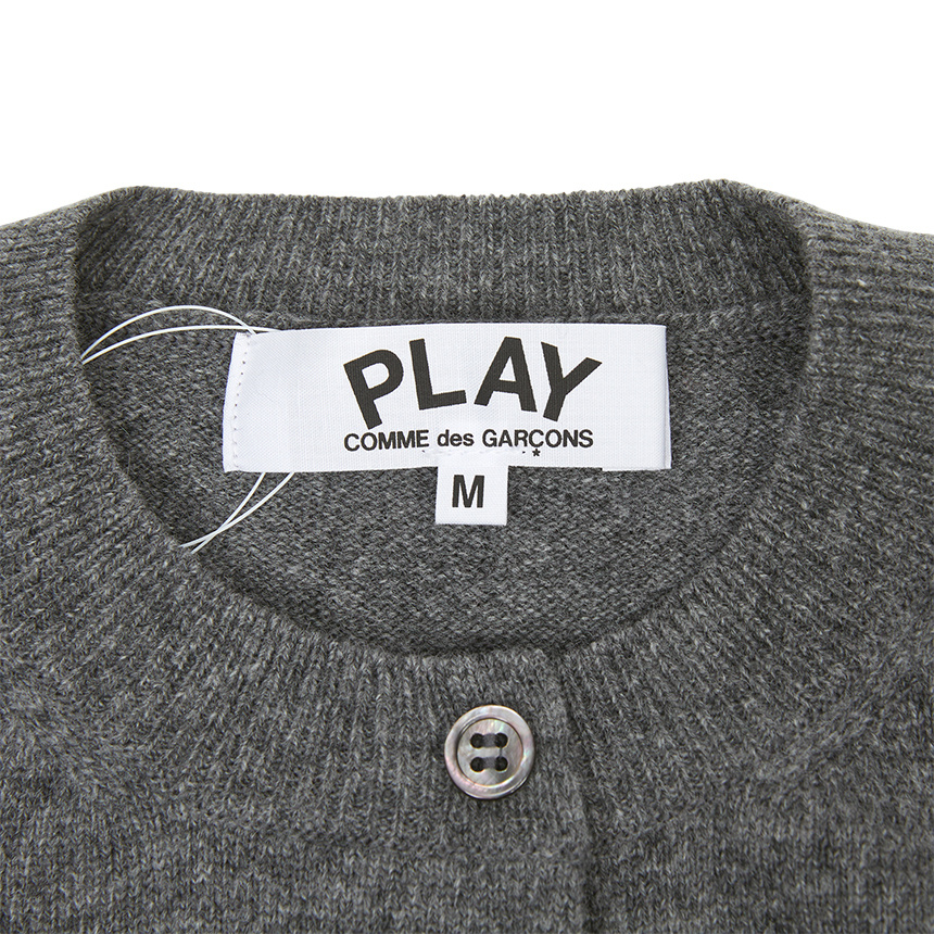 Comme Des Garçons Play Long Sleeve Cardigan In Gray