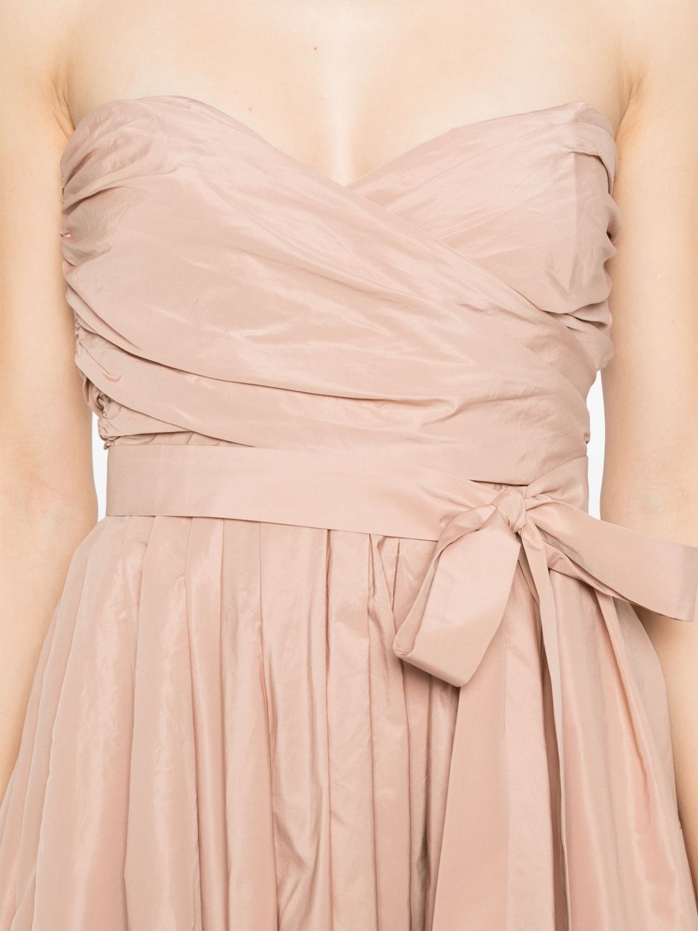 Shop Pinko Strapless Wrap Detailed Dress In Nude