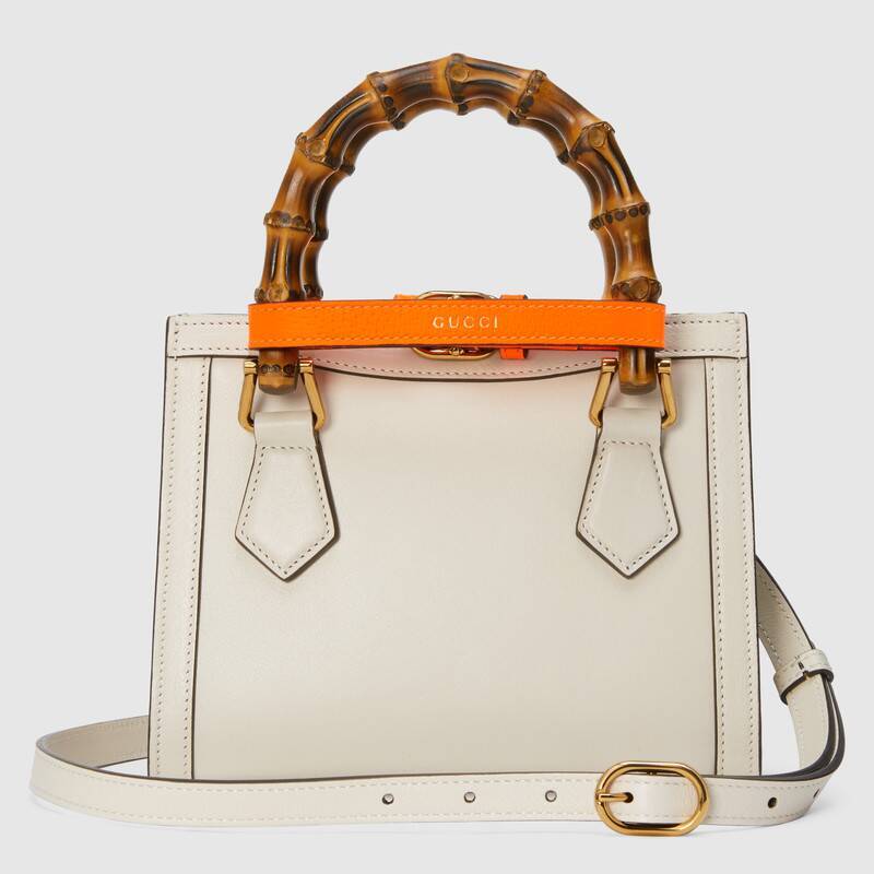Gucci Diana Mini Leather Tote Bag In White
