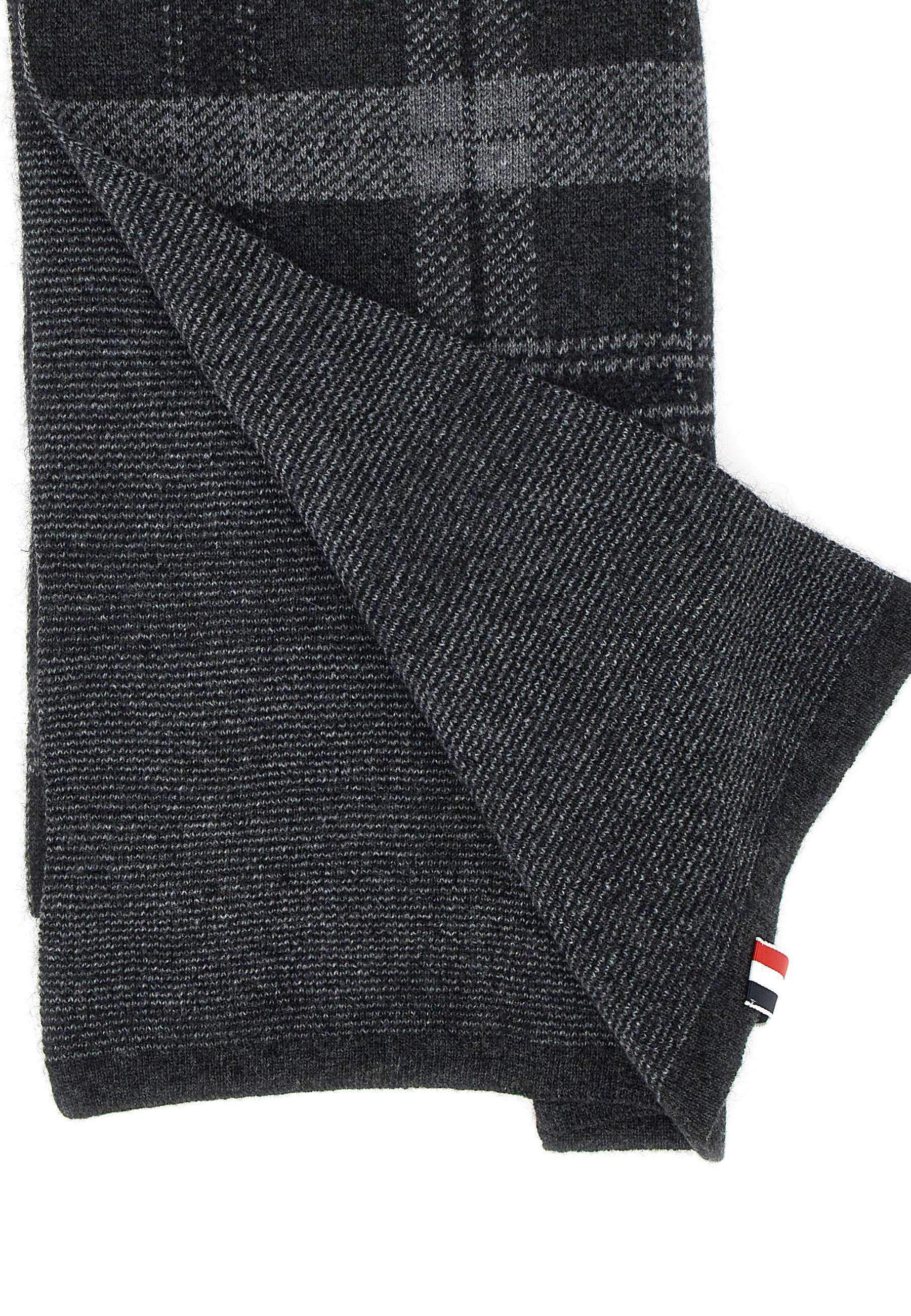 Thom Browne Check-pattern Knitted Scarf In Black