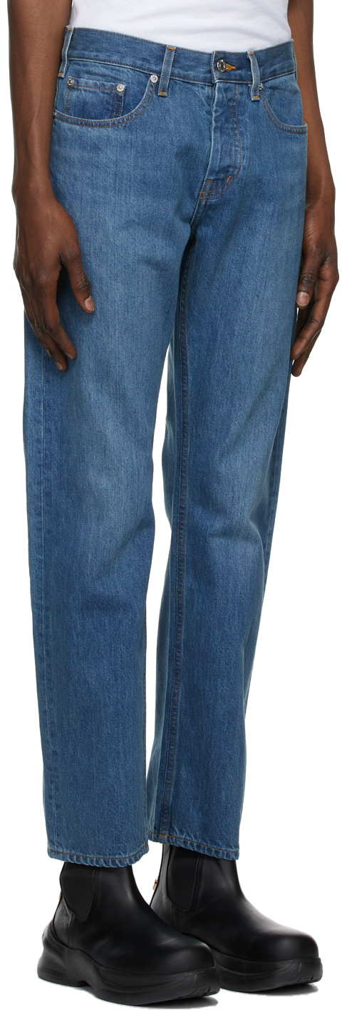 Helmut Lang Blue Logo Jeans In Animal Print