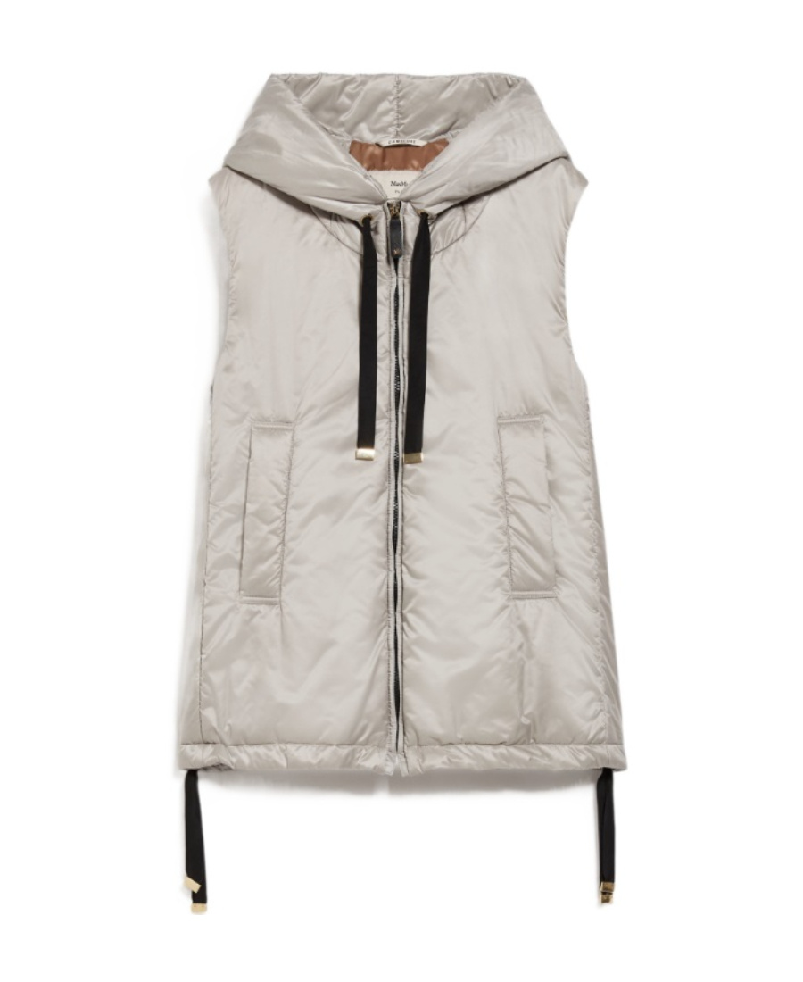 Max Mara Waterproof Quilted Nylon Short Vest In Gray
