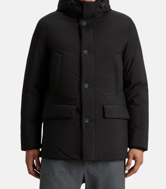 Woolrich Hooded Button-fastening Jacket In Black
