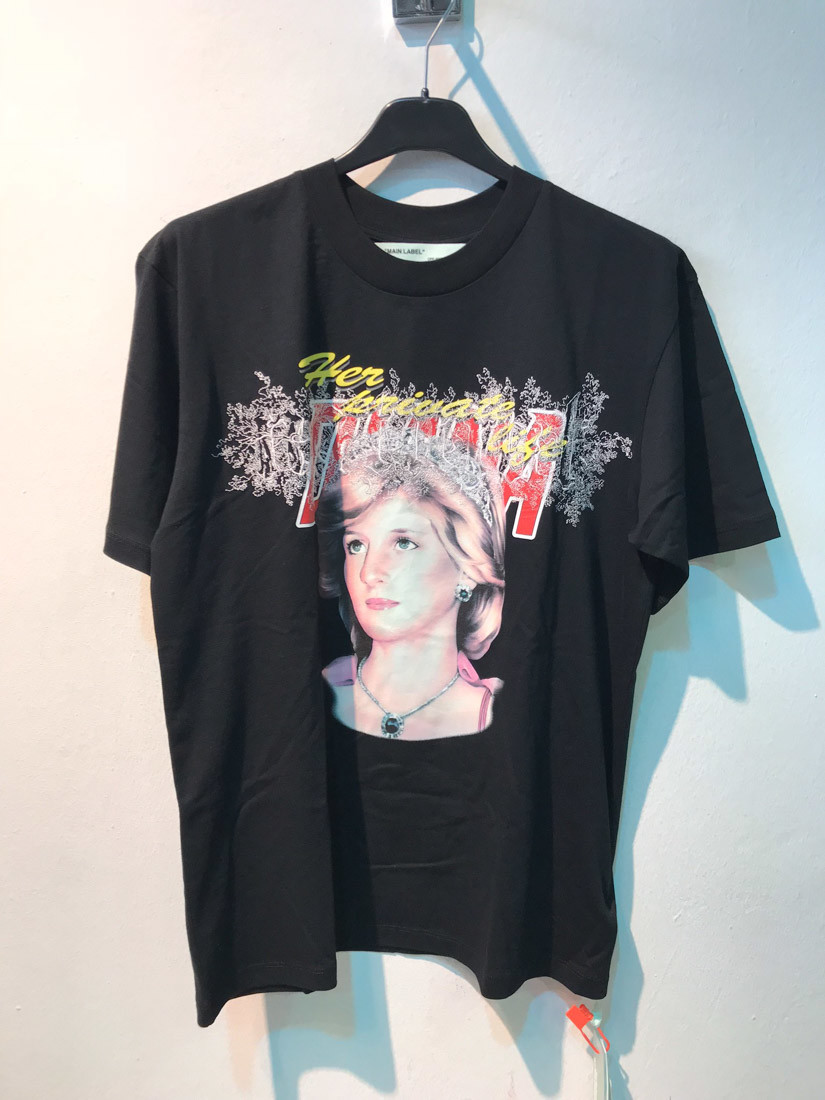Off-white Printed T-shirt With Round Neck In Black