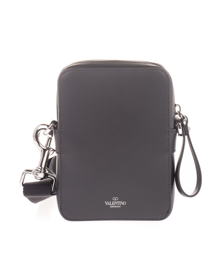Valentino Vltn Leather Messenger Bag In Black