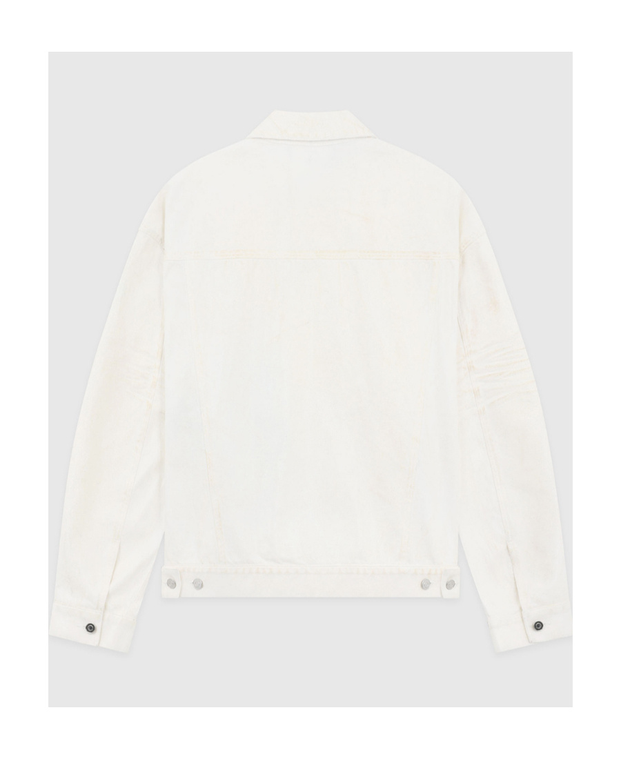 We11 Done Single-breasted Denim Jacket In White