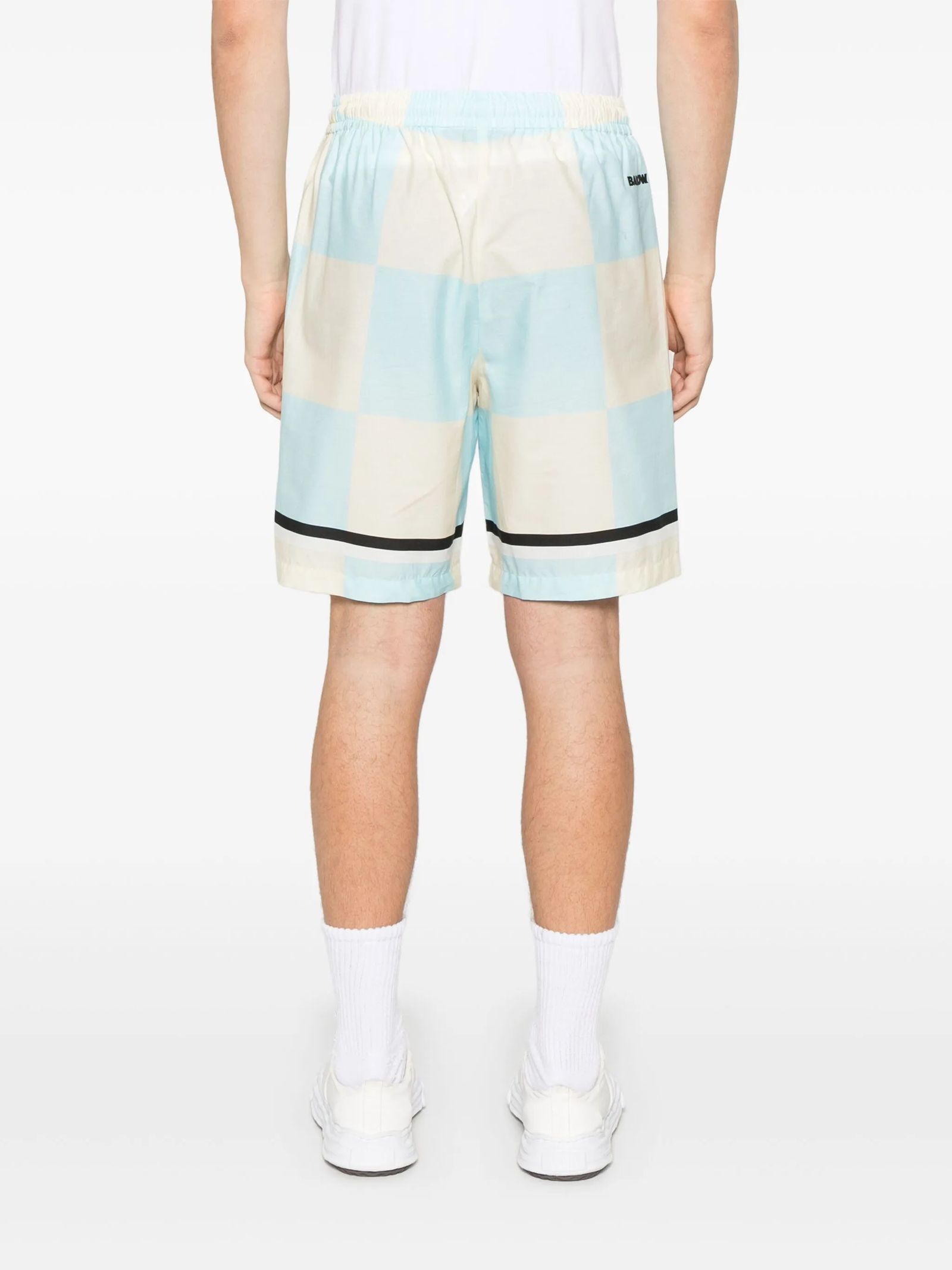 Shop Barrow Check Pattern Shorts In White