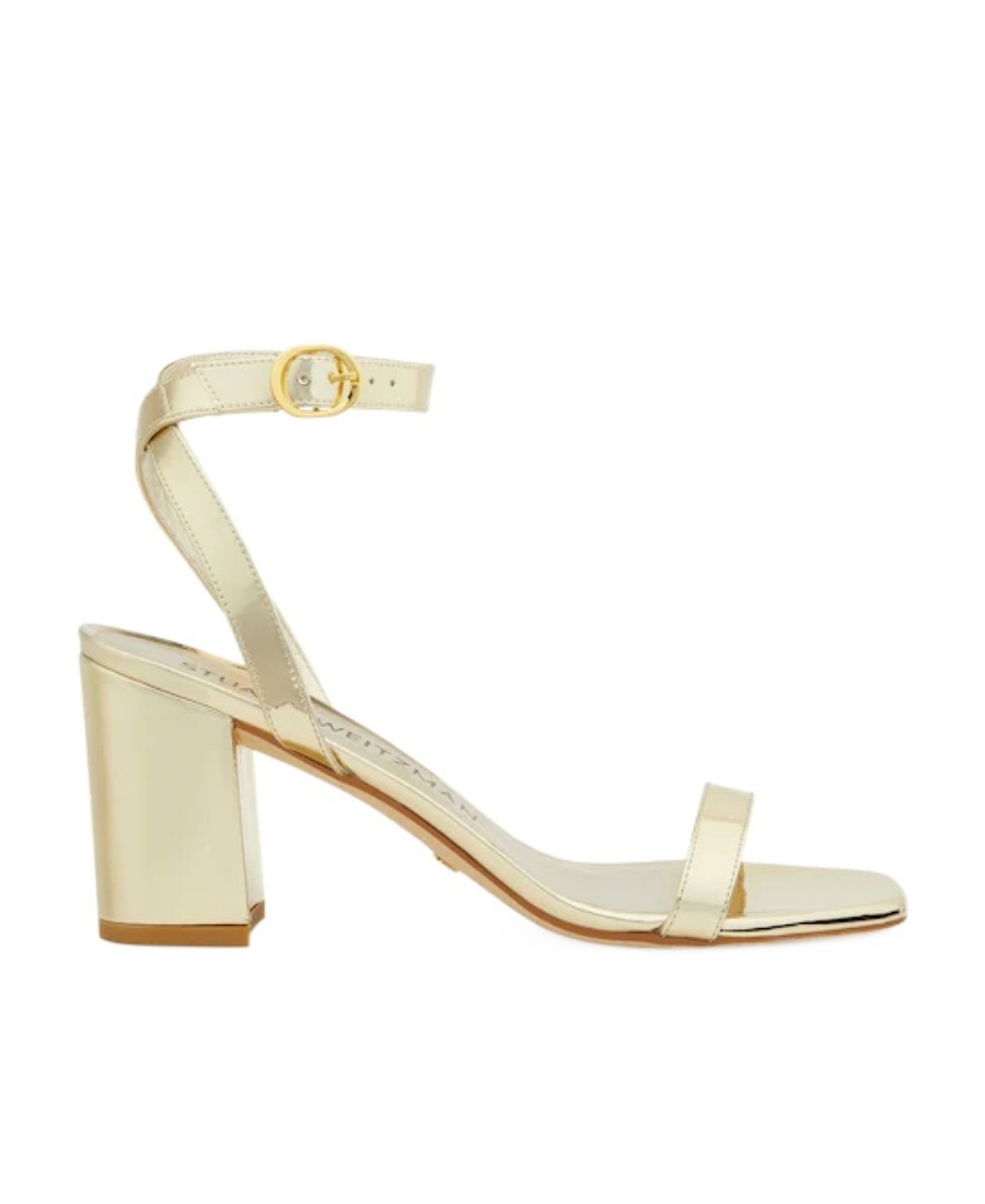 Stuart Weitzman Logo High-heeled Sandals In Nude