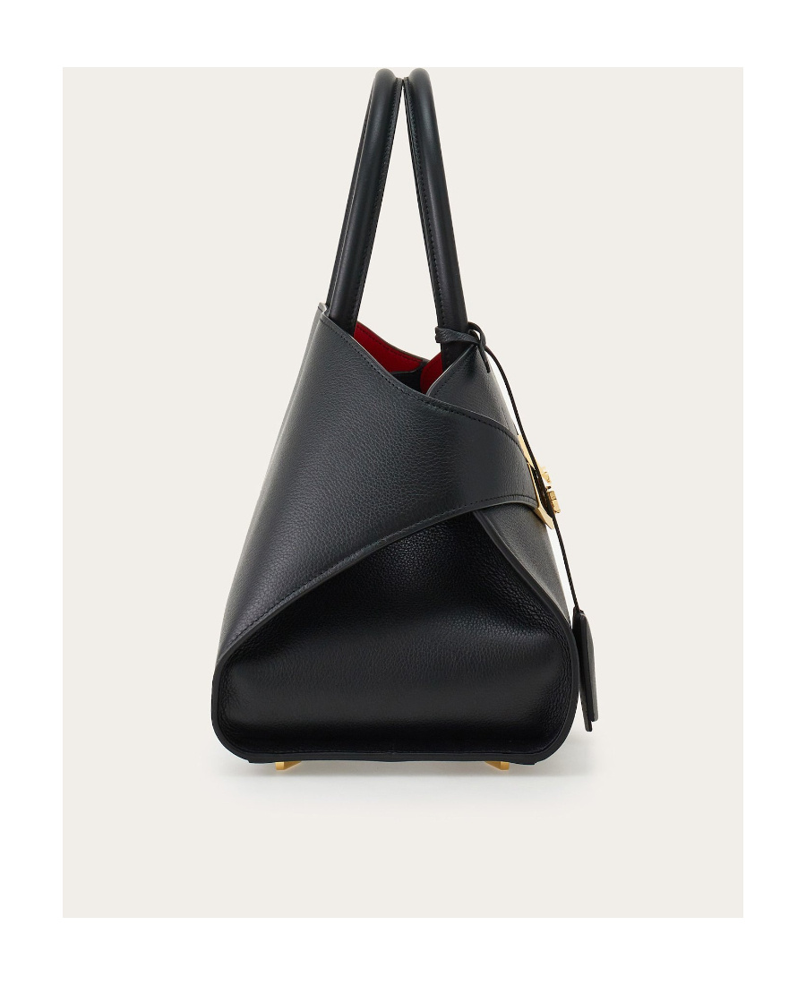Ferragamo Women Hug Small Leahter Tote Bag In Black