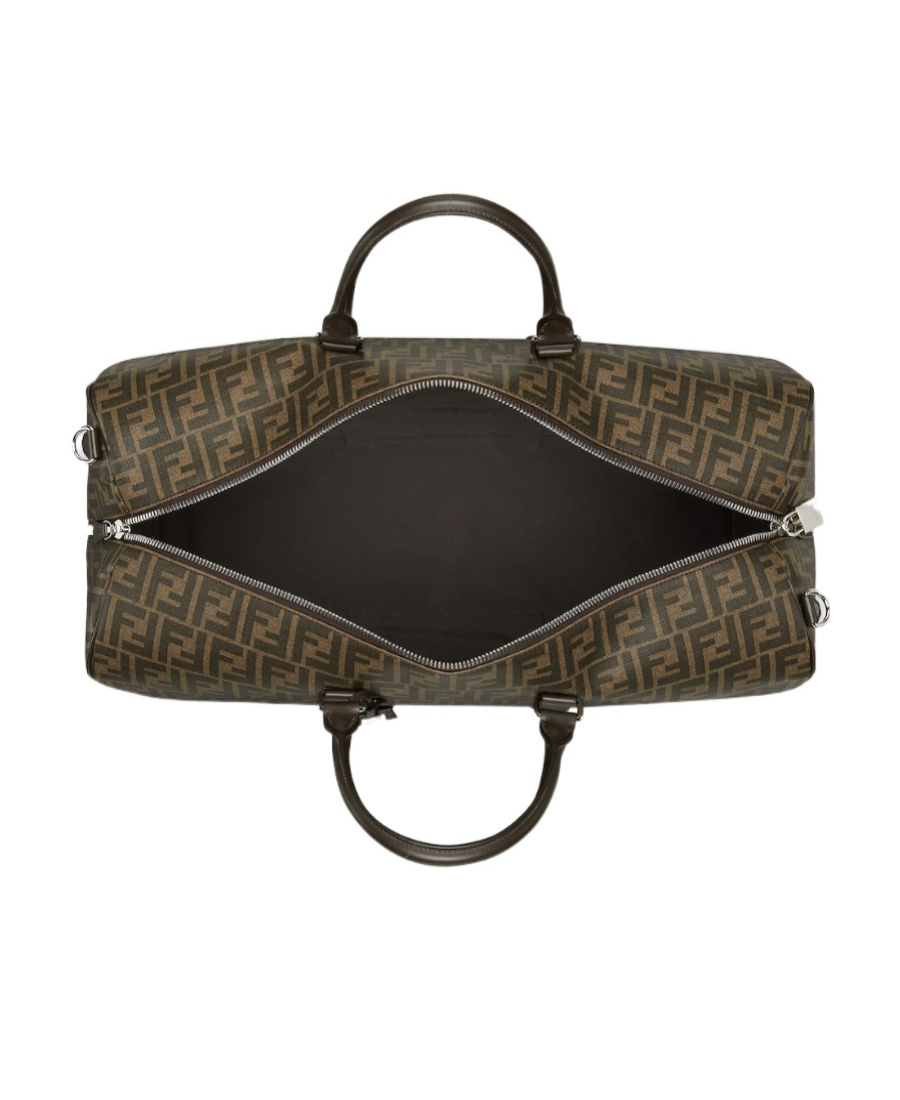 Fendi Men Large Duffle Ff Ff Fabric Travel Bag In Black