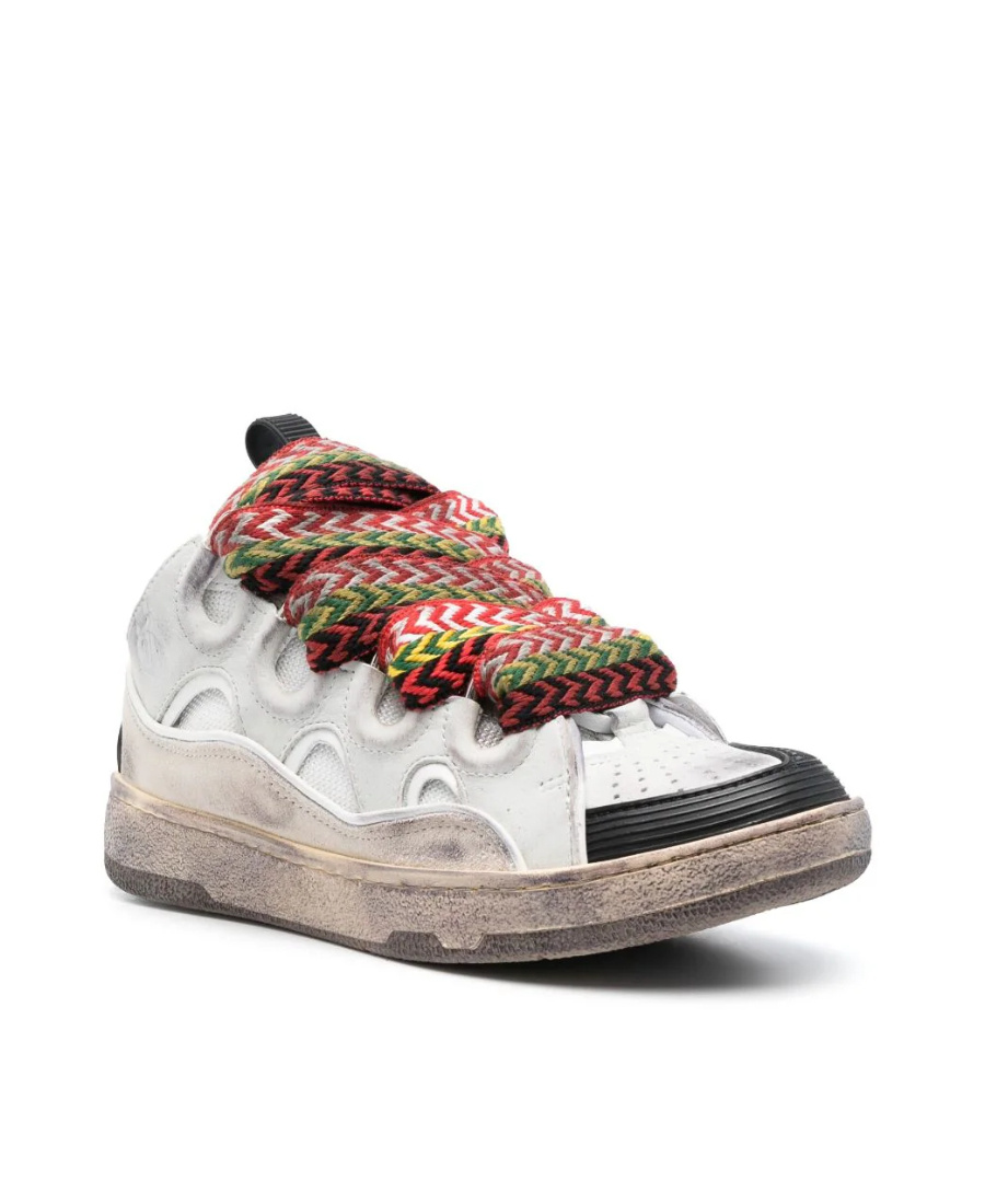 Lanvin Exaggerated Silhouette Leather And Rubber Sneakers In White