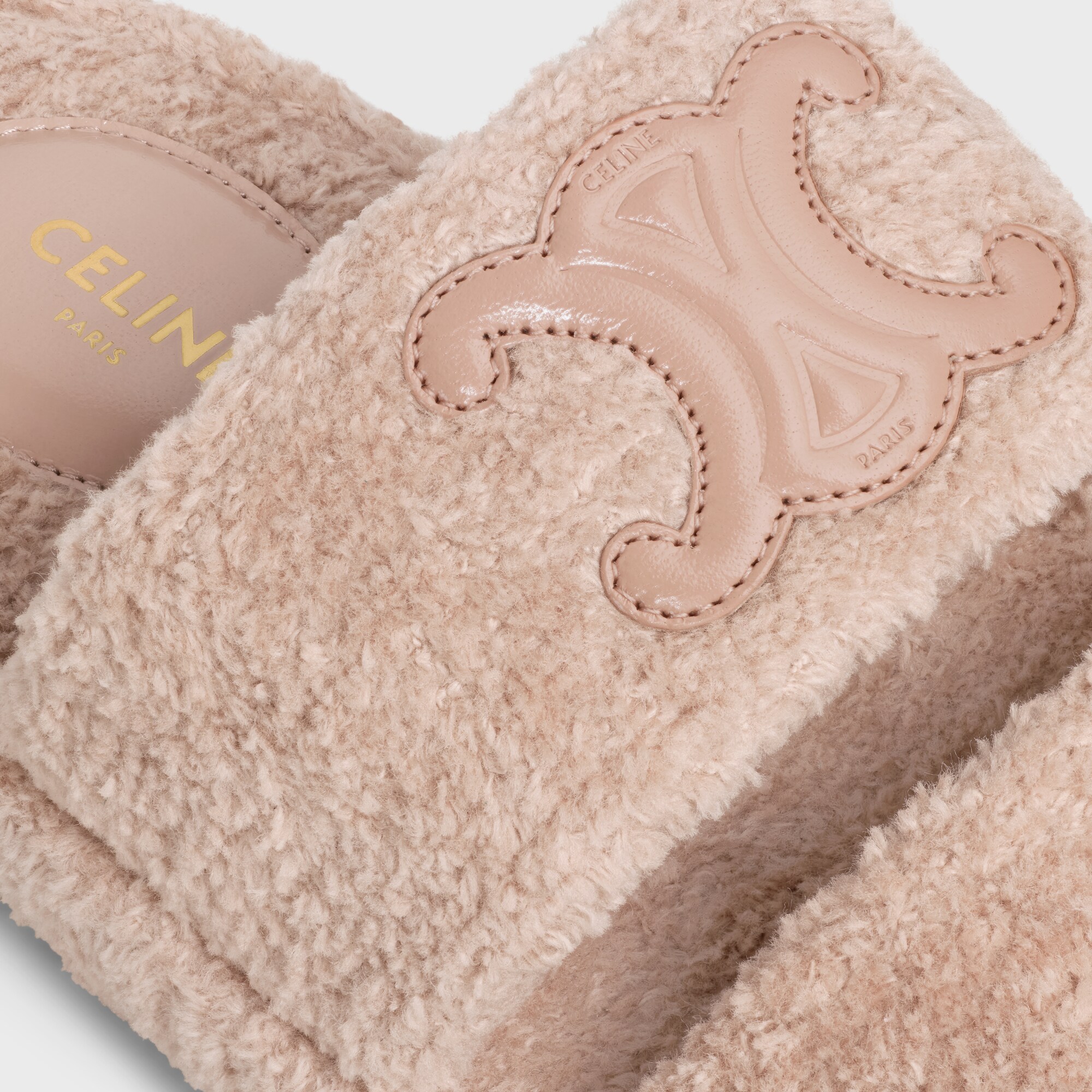 Celine Triomphe Sponge Fabric Slippers In Pink