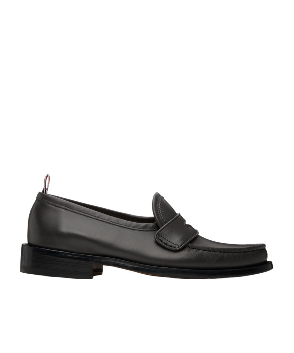 Thom Browne Almond Toe Penny-slot Loafers In Black