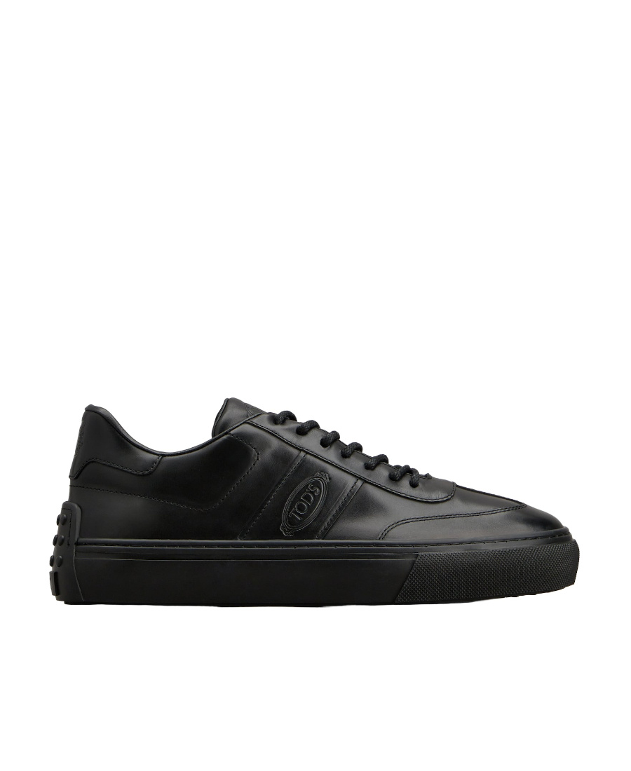 Tod's Logo-debossed Leather Sneakers In Black