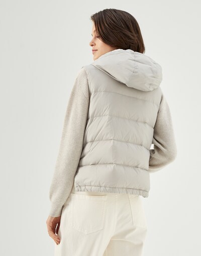 Shop Brunello Cucinelli Logo Hooded Vest In Gray