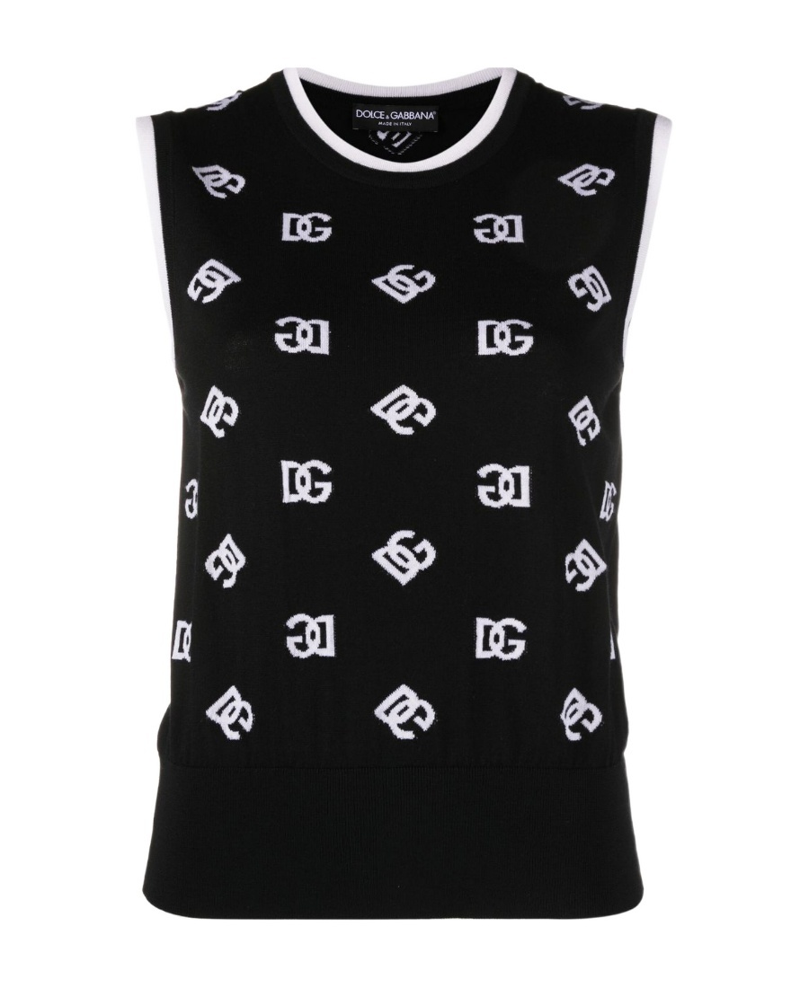 Dolce & Gabbana Intarsia-knit Sleeveless Sweater In Black