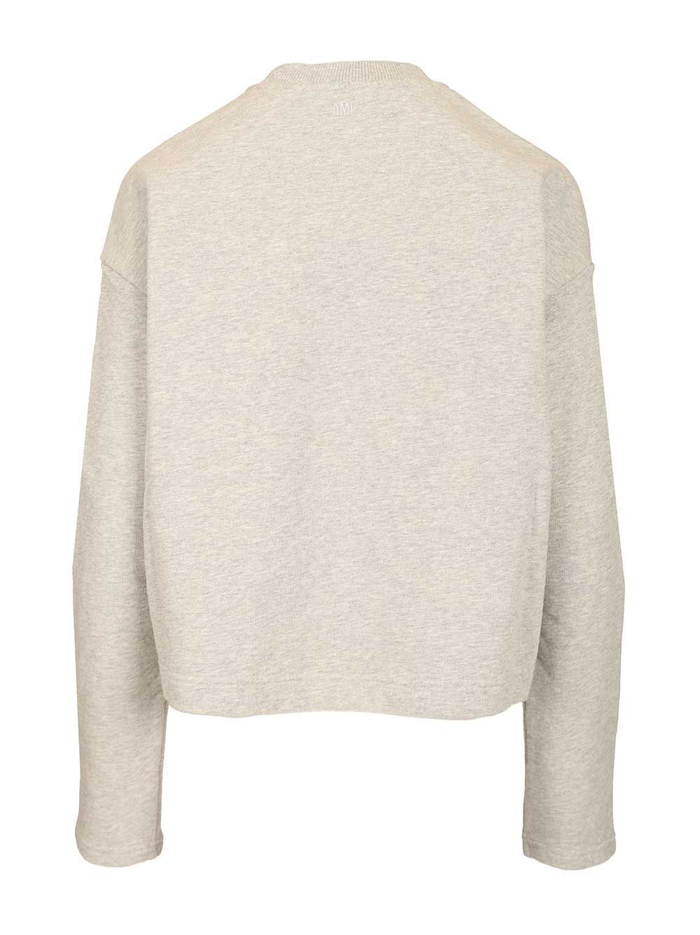 Ami Alexandre Mattiussi Wool Ami De Coeur Sweater Knitwear Grey In Neutral