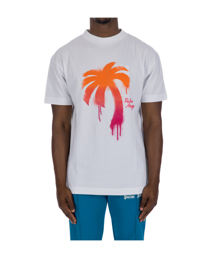 Palm Angels Palm Tree-print Cotton T-shirt In White