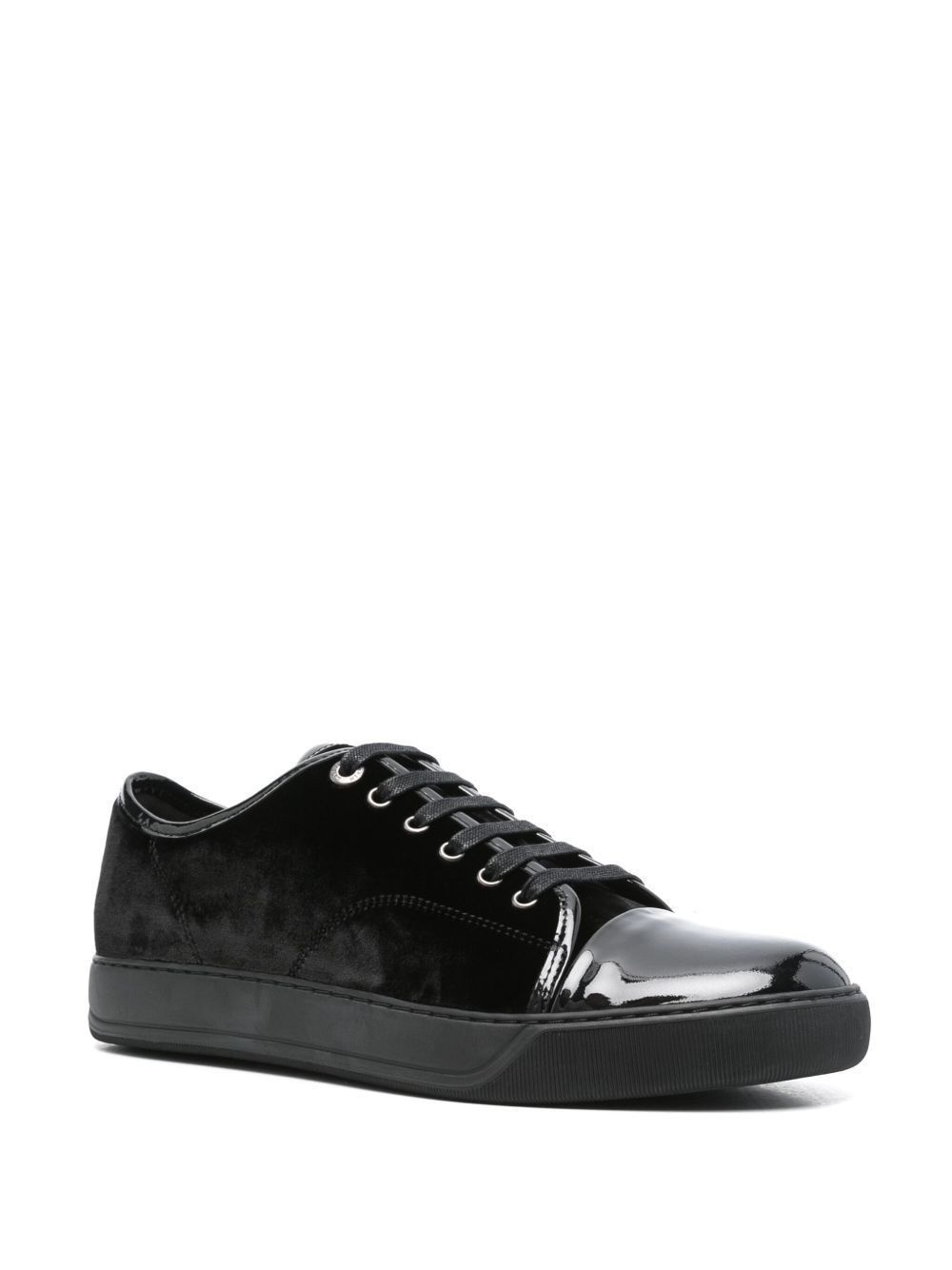 Lanvin Dbb1 Panelled Leather Low-top Sneakers In Black
