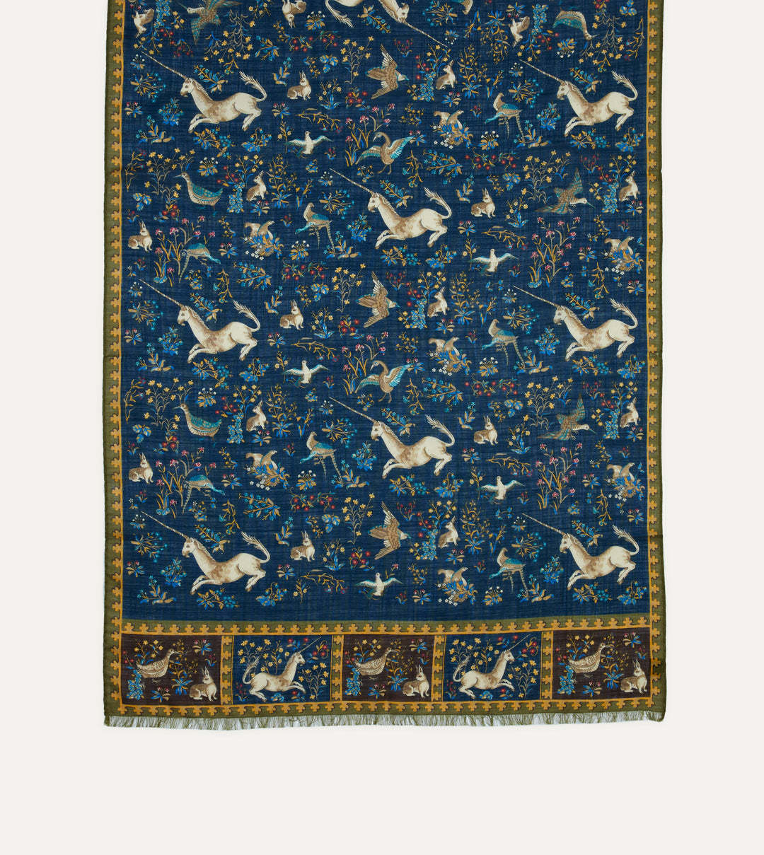 Drake's London Printed Scarf In Blue