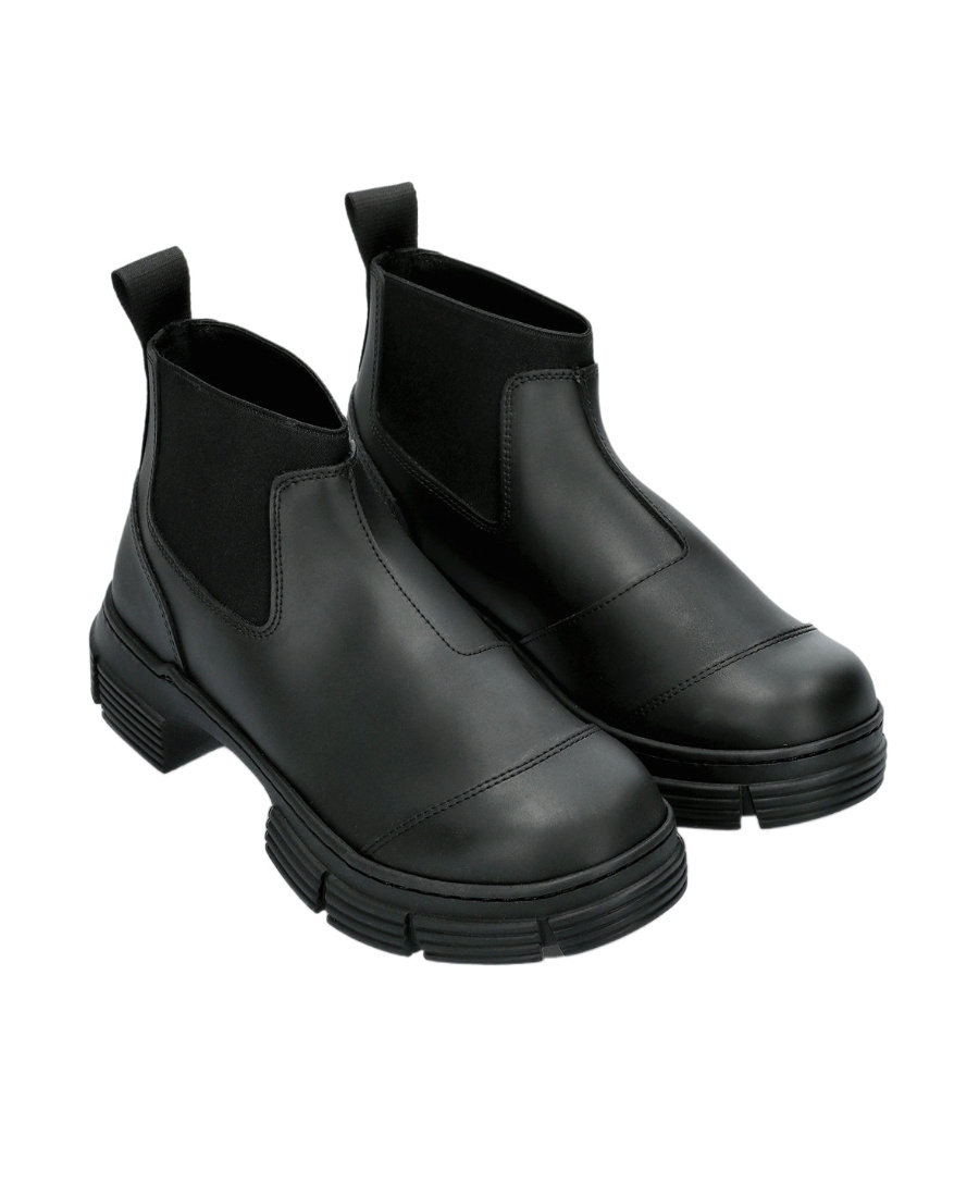 Ganni Round-headed Short Boots In Black
