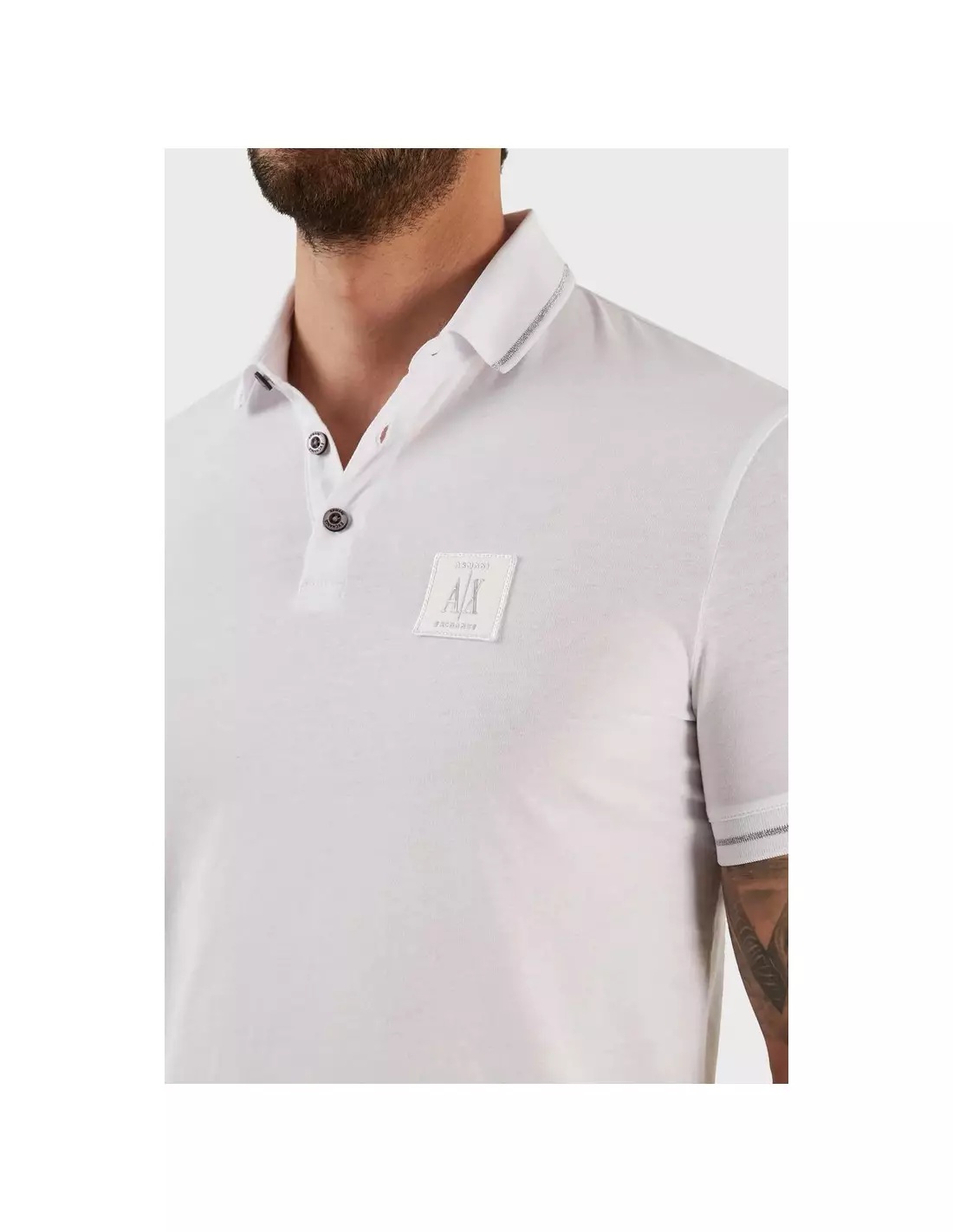 Armani Exchange Logo-patch Polo Shirt In White