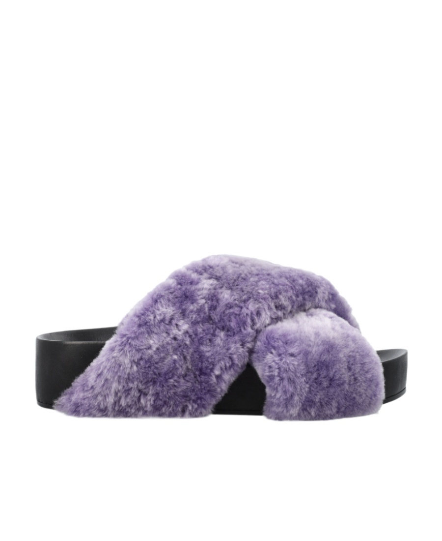 JIL SANDER BRUSHED CROSSOVER-STRAP LEATHER SLIDES