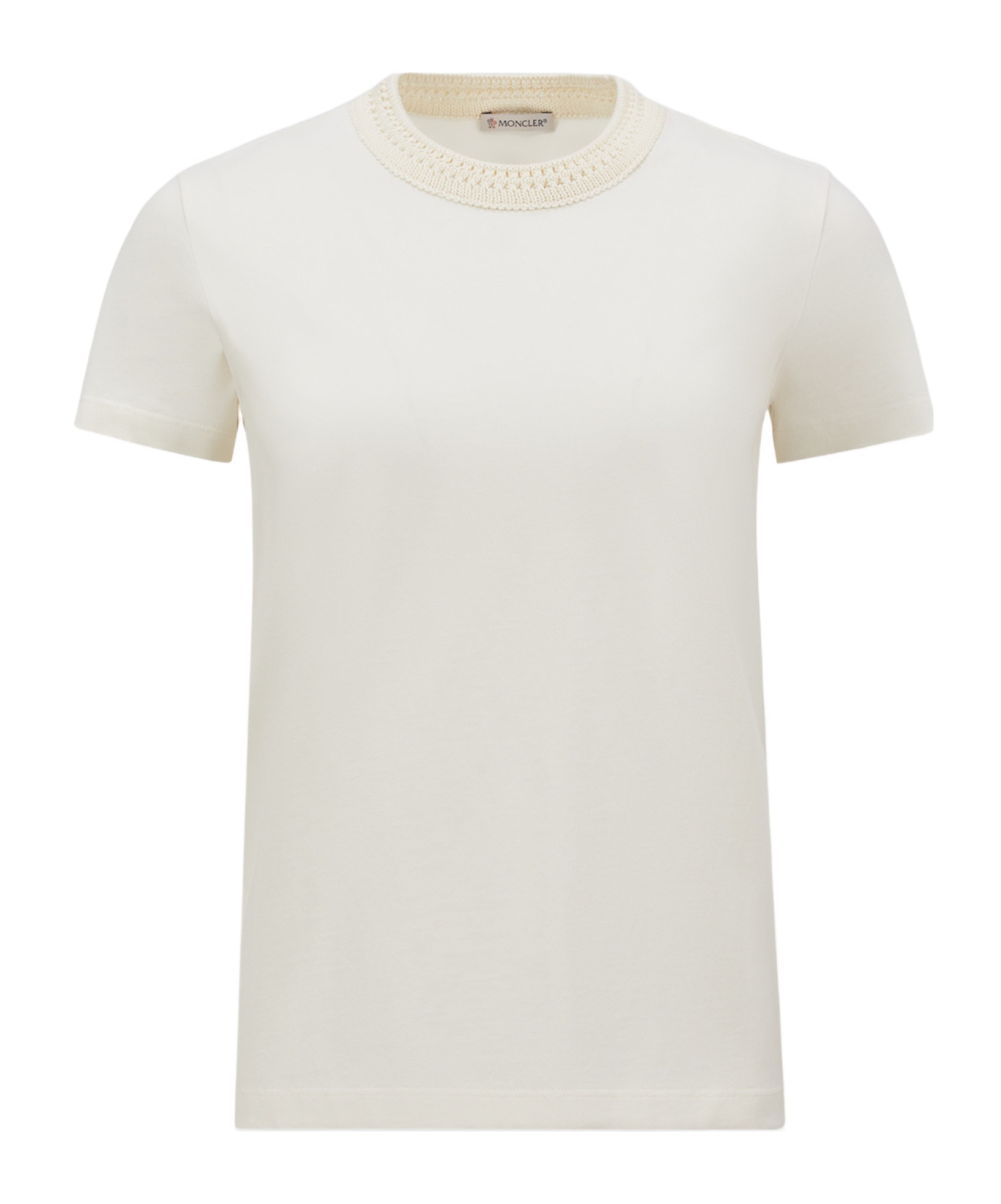 Moncler Ivory Cotton T-shirt With Logo In White