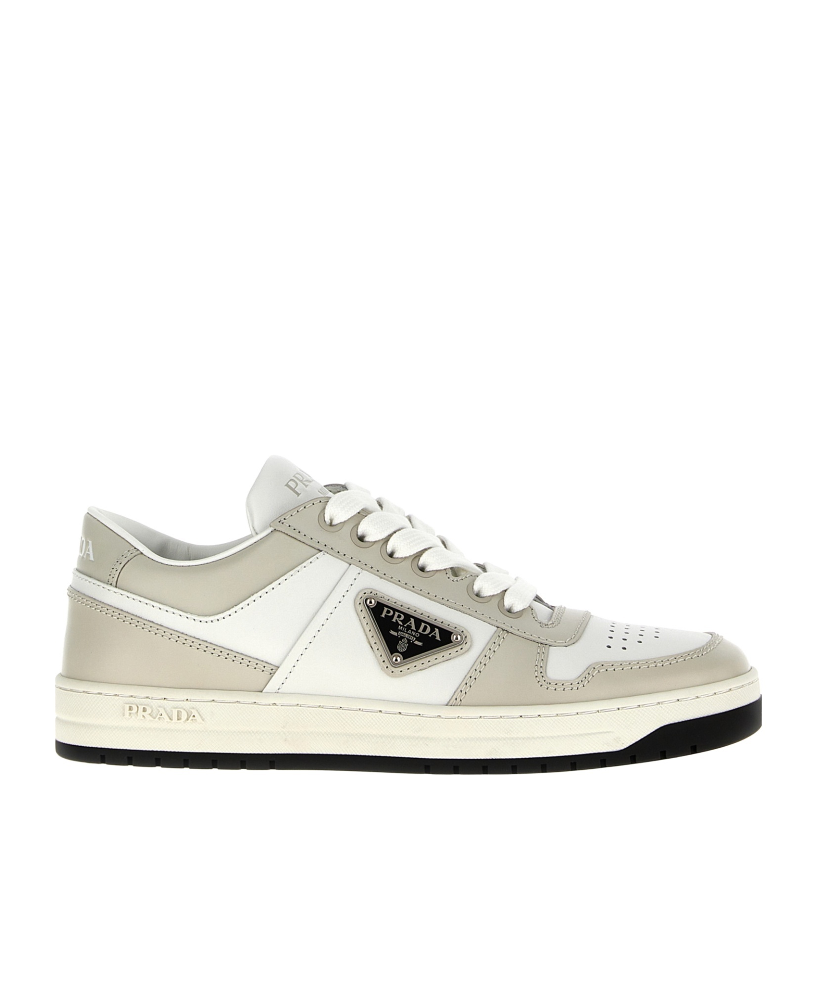 Prada Womens White Downtown Brand-plaque Leather Low-top Trainers