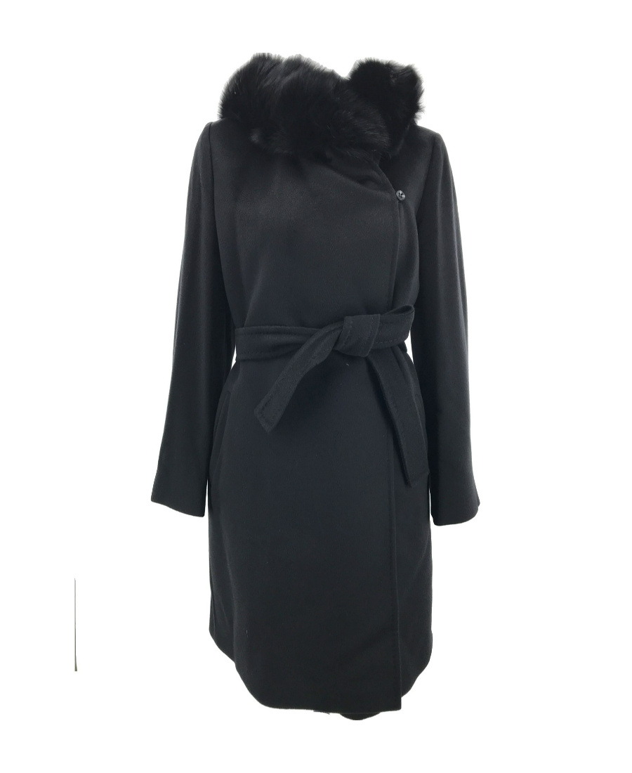 Max Mara Long-sleeved Lace-up Coat In Black