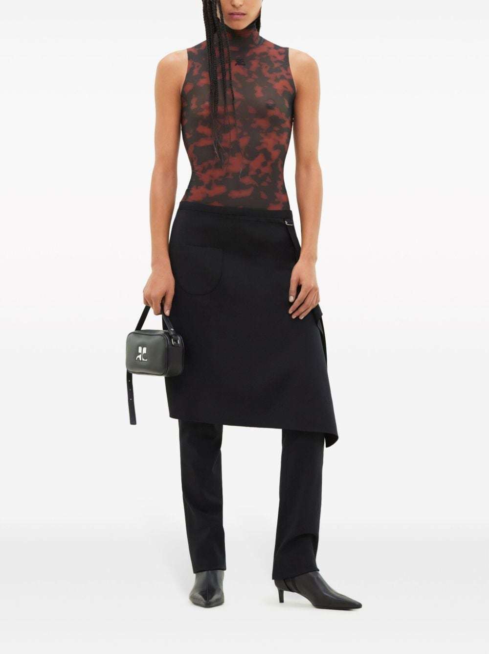 Courrèges Tortoise High Neck Bodysuit In Black
